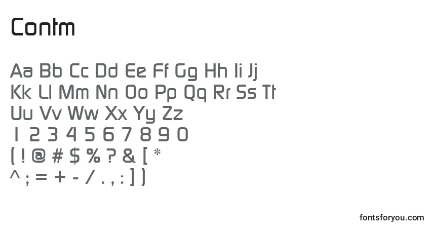 A fonte Contm – alfabeto, números, caracteres especiais