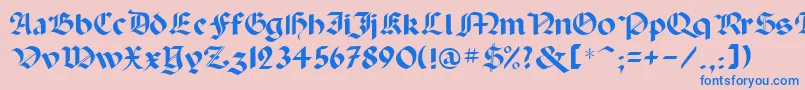 Paladinrus-fontti – siniset fontit vaaleanpunaisella taustalla