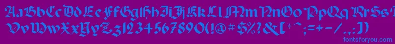 Paladinrus-Schriftart – Blaue Schriften auf violettem Hintergrund