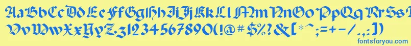 フォントPaladinrus – 青い文字が黄色の背景にあります。