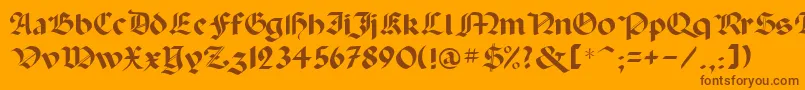 Paladinrus-Schriftart – Braune Schriften auf orangefarbenem Hintergrund