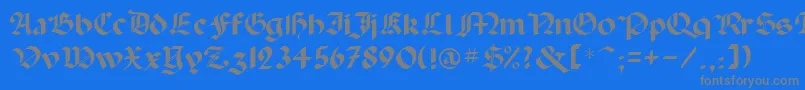 Paladinrus-fontti – harmaat kirjasimet sinisellä taustalla