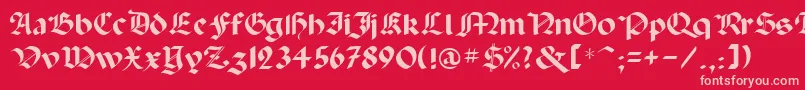 Paladinrus-Schriftart – Rosa Schriften auf rotem Hintergrund