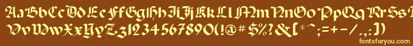 Paladinrus-fontti – keltaiset fontit ruskealla taustalla