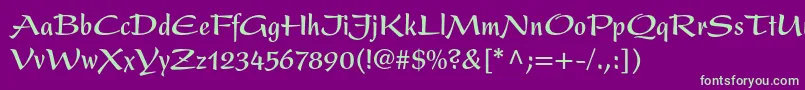 PresentltstdBoldcondensed Font – Green Fonts on Purple Background