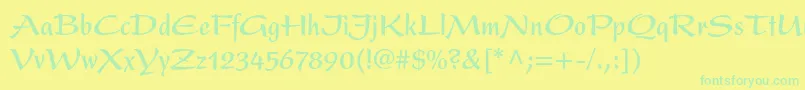 PresentltstdBoldcondensed Font – Green Fonts on Yellow Background