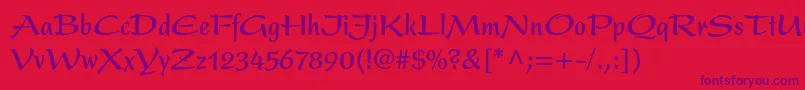 PresentltstdBoldcondensed Font – Purple Fonts on Red Background