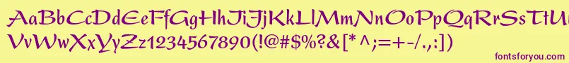 PresentltstdBoldcondensed Font – Purple Fonts on Yellow Background