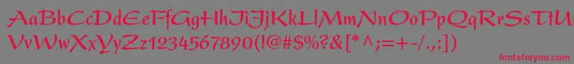 PresentltstdBoldcondensed Font – Red Fonts on Gray Background