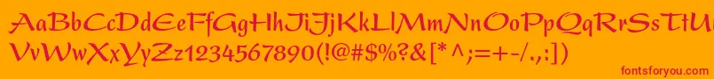 PresentltstdBoldcondensed Font – Red Fonts on Orange Background