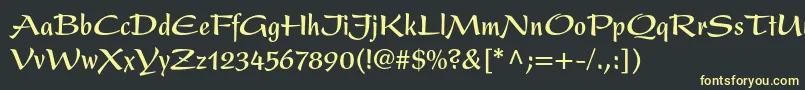 PresentltstdBoldcondensed Font – Yellow Fonts on Black Background