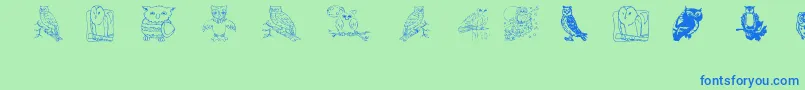 フォントAez Owls For Traci – 青い文字は緑の背景です。