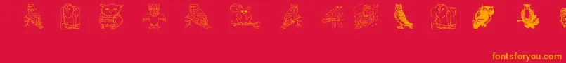 フォントAez Owls For Traci – 赤い背景にオレンジの文字