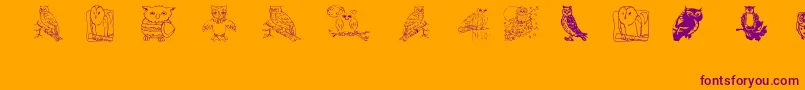 Fonte Aez Owls For Traci – fontes roxas em um fundo laranja