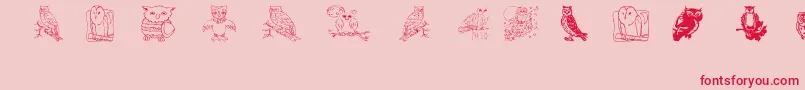 Aez Owls For Traci-Schriftart – Rote Schriften auf rosa Hintergrund