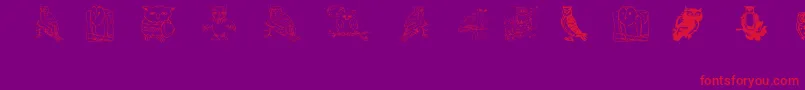 Aez Owls For Traci Font – Red Fonts on Purple Background