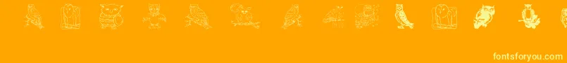 フォントAez Owls For Traci – オレンジの背景に黄色の文字