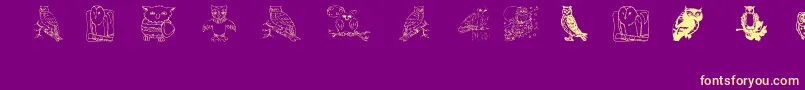 Aez Owls For Traci Font – Yellow Fonts on Purple Background