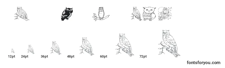 Größen der Schriftart Aez Owls For Traci
