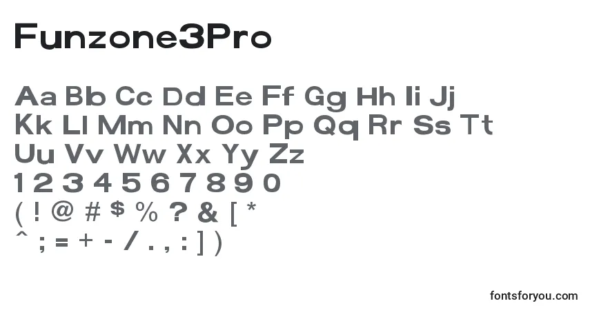 Czcionka Funzone3Pro – alfabet, cyfry, specjalne znaki