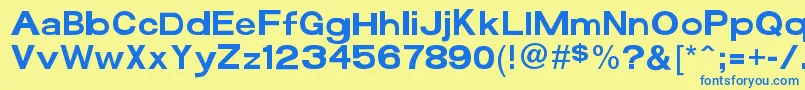 Funzone3Pro-Schriftart – Blaue Schriften auf gelbem Hintergrund