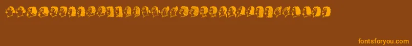 フォントDamen – オレンジ色の文字が茶色の背景にあります。