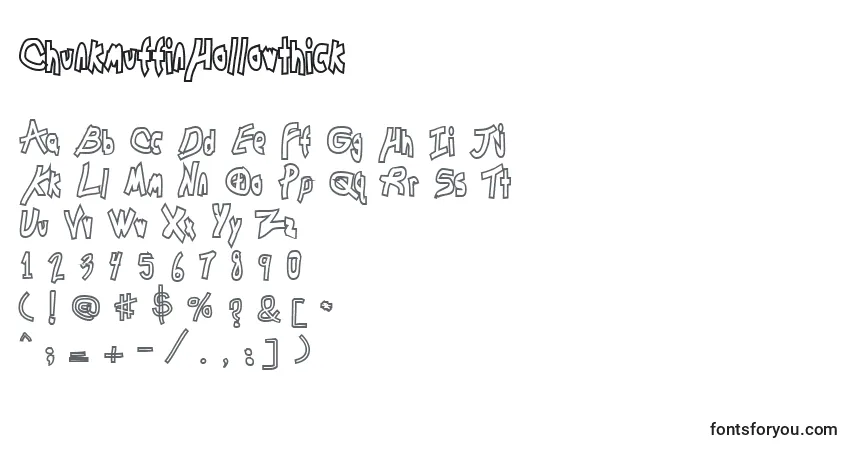 Czcionka ChunkmuffinHollowthick – alfabet, cyfry, specjalne znaki