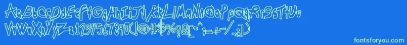Fonte ChunkmuffinHollowthick – fontes verdes em um fundo azul