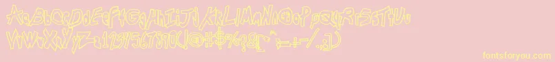 Fonte ChunkmuffinHollowthick – fontes amarelas em um fundo rosa