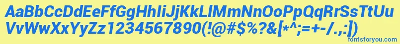 Roboto Font – Blue Fonts on Yellow Background
