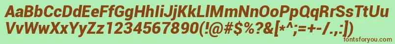 Roboto Font – Brown Fonts on Green Background