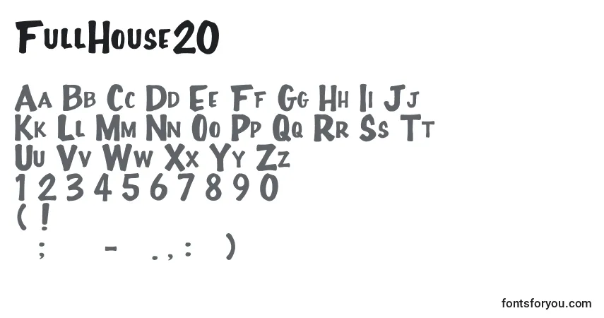 Czcionka FullHouse20 – alfabet, cyfry, specjalne znaki