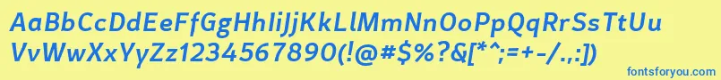 CertaSansMediumItalic Font – Blue Fonts on Yellow Background