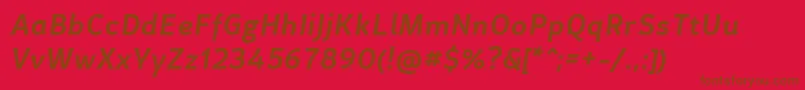 CertaSansMediumItalic-fontti – ruskeat fontit punaisella taustalla