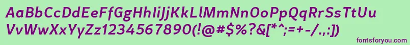 CertaSansMediumItalic Font – Purple Fonts on Green Background