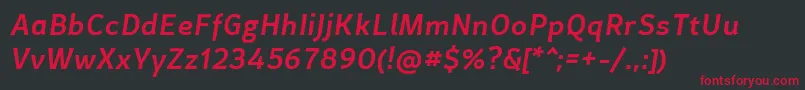フォントCertaSansMediumItalic – 黒い背景に赤い文字