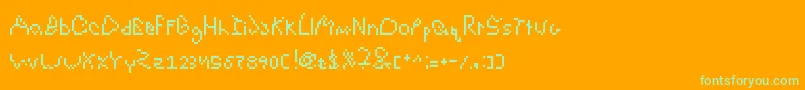 DeflatedAndSloppy Font – Green Fonts on Orange Background