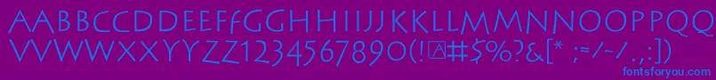 フォントSteinantik – 紫色の背景に青い文字