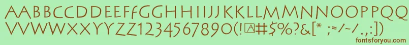 フォントSteinantik – 緑の背景に茶色のフォント