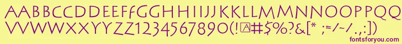 Steinantik-fontti – violetit fontit keltaisella taustalla