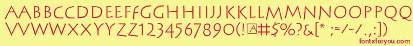 フォントSteinantik – 赤い文字の黄色い背景