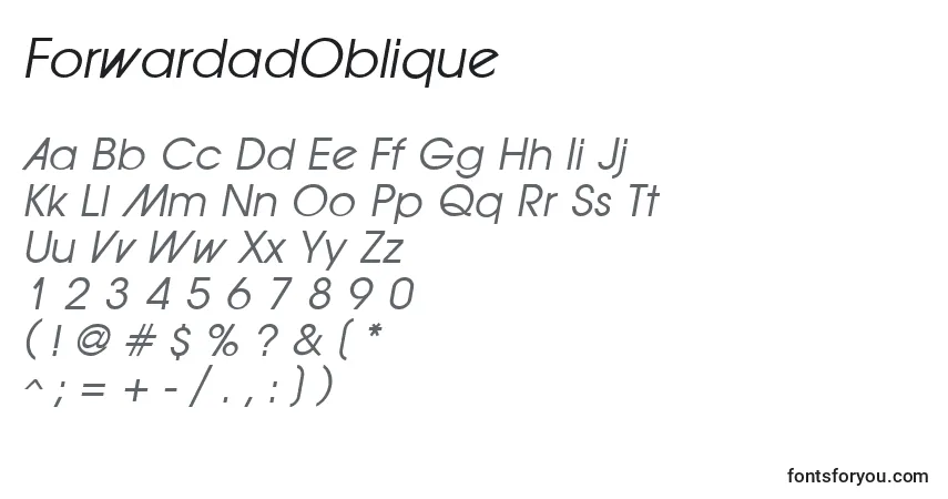Шрифт ForwardadOblique – алфавит, цифры, специальные символы