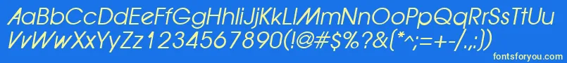 ForwardadOblique Font – Yellow Fonts on Blue Background