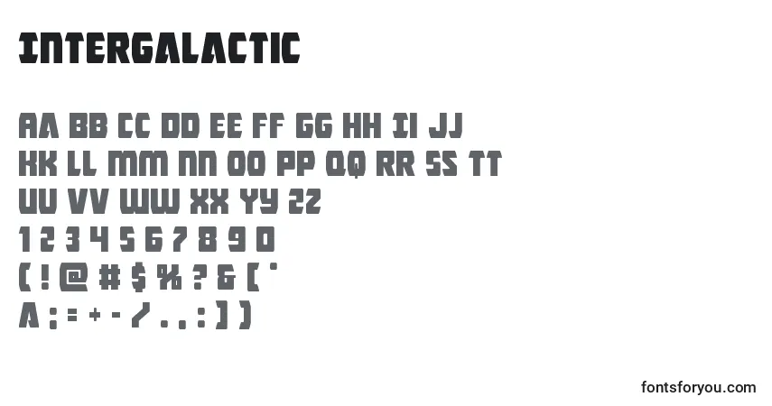 characters of intergalactic font, letter of intergalactic font, alphabet of  intergalactic font