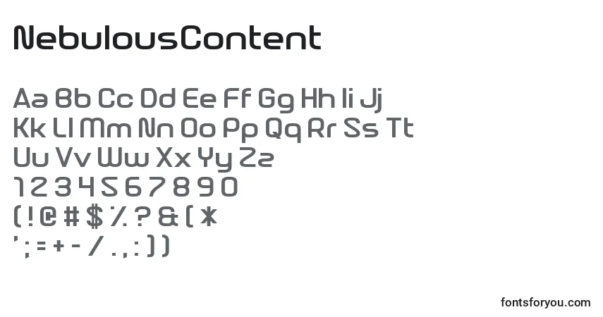 Шрифт NebulousContent – алфавит, цифры, специальные символы