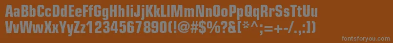 フォントEurostileltstdBoldcn – 茶色の背景に灰色の文字