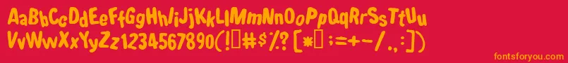 Shakethatbooty-Schriftart – Orangefarbene Schriften auf rotem Hintergrund