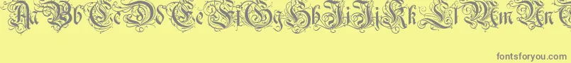 Fonte Ruritania – fontes cinzas em um fundo amarelo