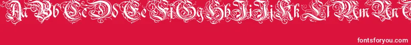 Ruritania-Schriftart – Weiße Schriften auf rotem Hintergrund
