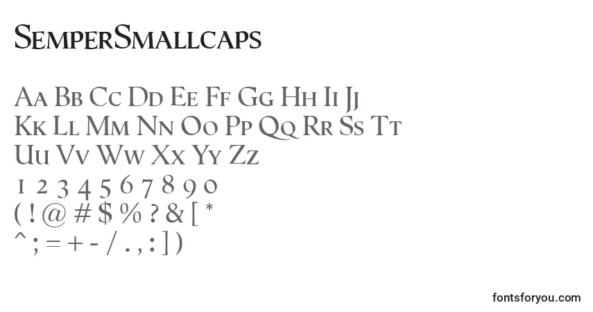 A fonte SemperSmallcaps – alfabeto, números, caracteres especiais